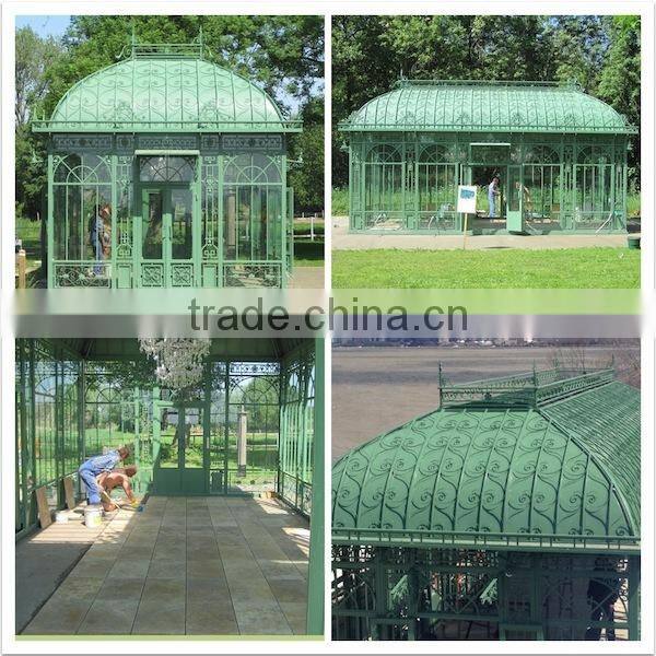 2017 new design Trade Assurance Galvanized Steel frame garden greenhouse / glass victorian greenhouse for sale