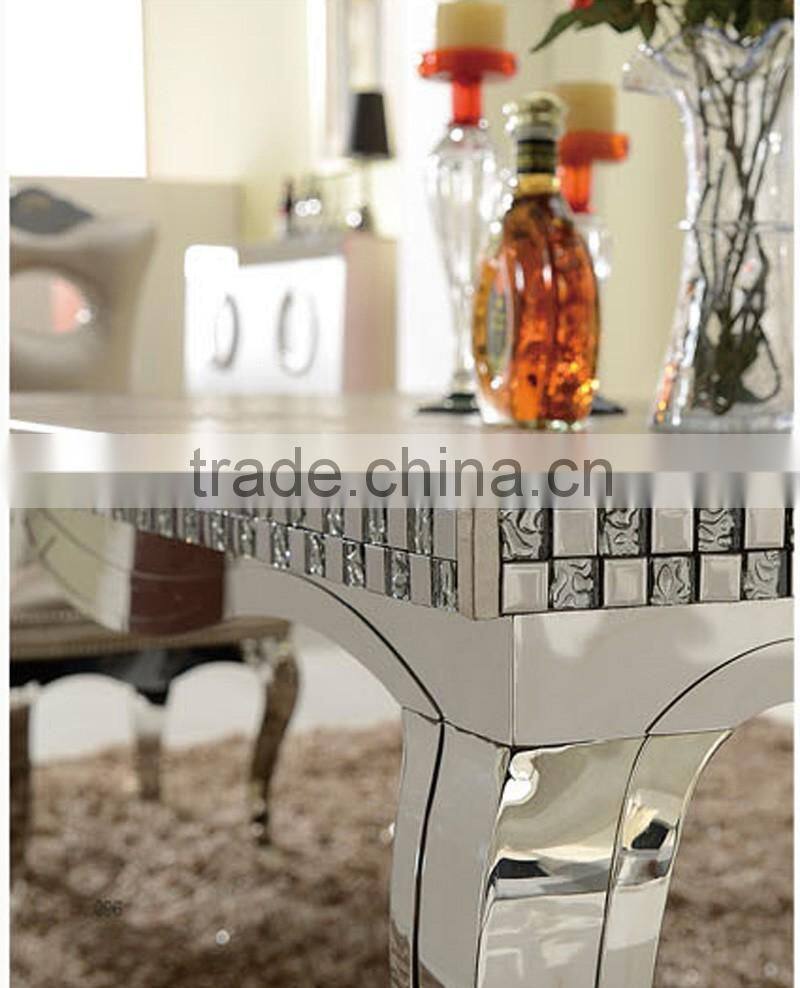 Unique design modern stylish rectangular dinning table with stainless steel leg AH105