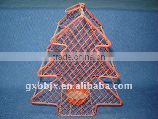 Red wire Christmas tree decorative candle holders