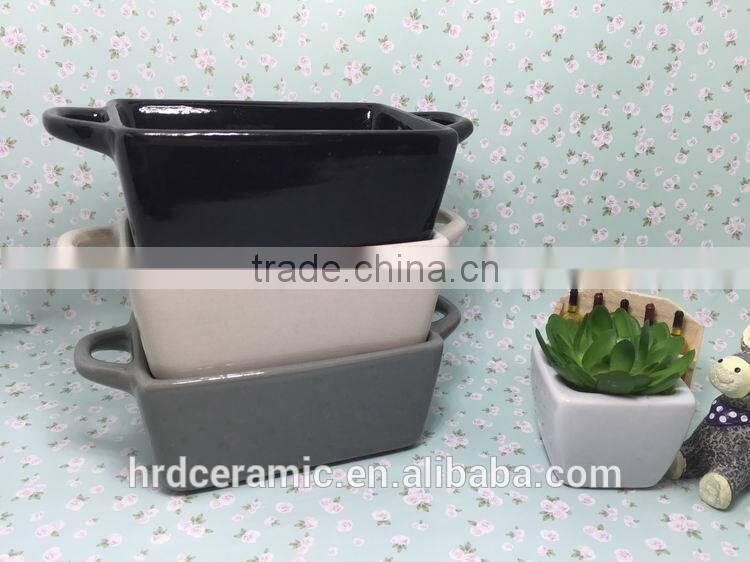 2015 stocked Cheap daily use colored square porcelain bakeware plate