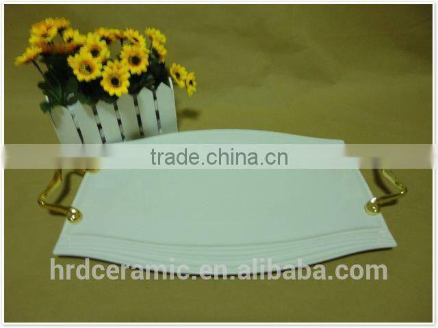2015 hot sale stock Ceramic Plates With Handles