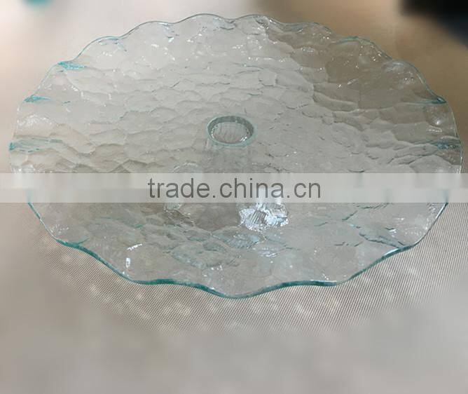 2015 new clear round glass plate with stand,fruit glass plate,cake stand plate