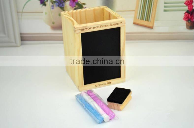 wooden pen container with blackboard