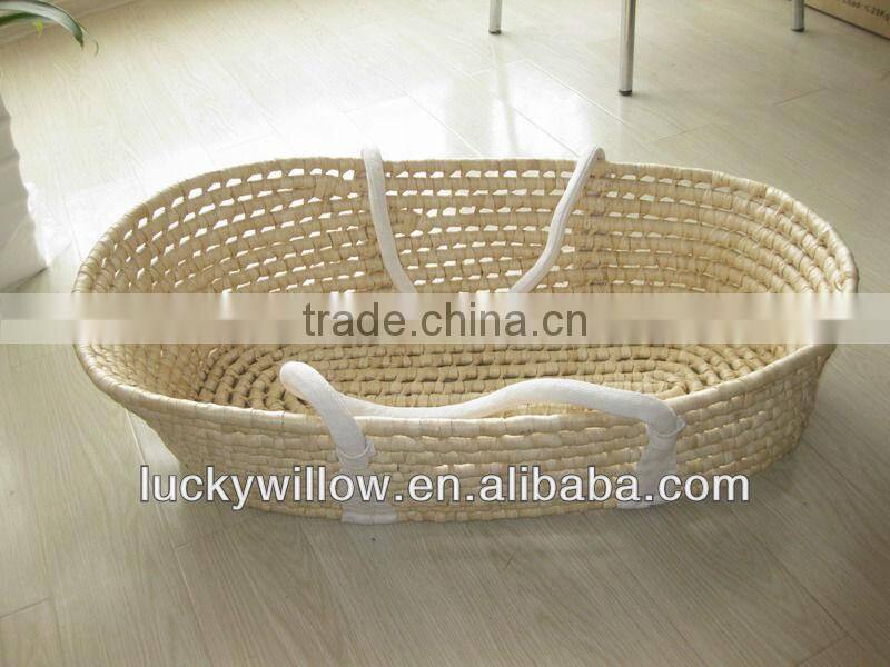 hand made white wicker baby pram basket for home use