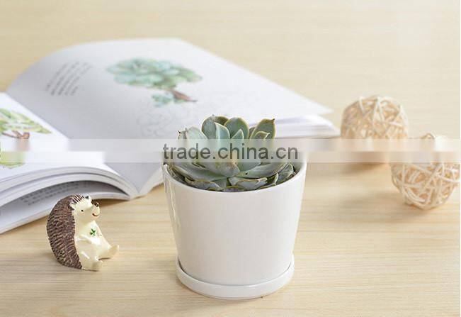 Indoor mini ceramic decor white plant pot
