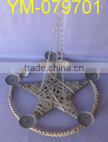 Decorative White Willow Heart Candle Holder