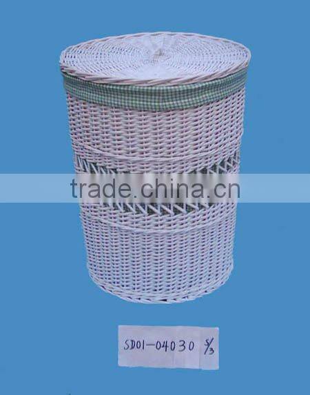 large wicker basket with lid for sundries