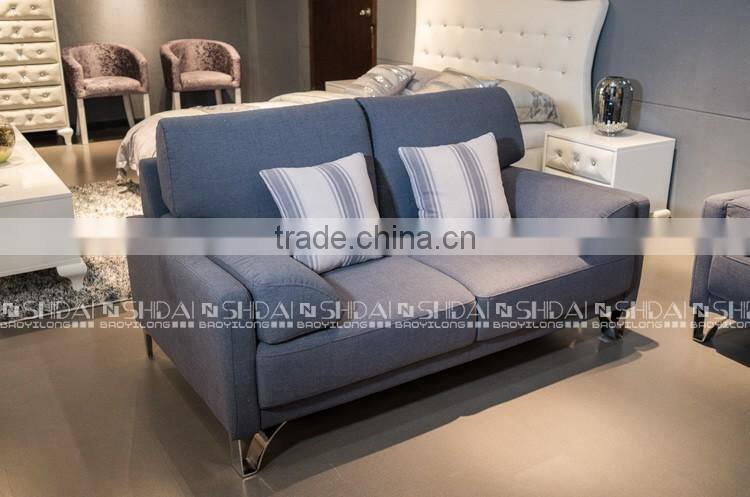 Contemporary Light Navy Fabric Upholstery Sofa And Loveseat Set G183-RE