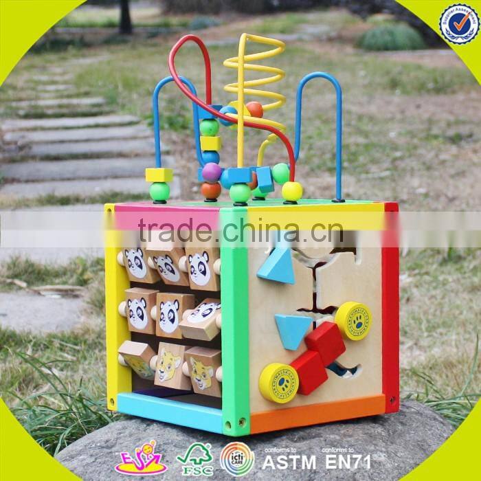 2017 wholesale multi-function toddlers wooden bead activity table new design funny kids wooden bead activity table W11B137