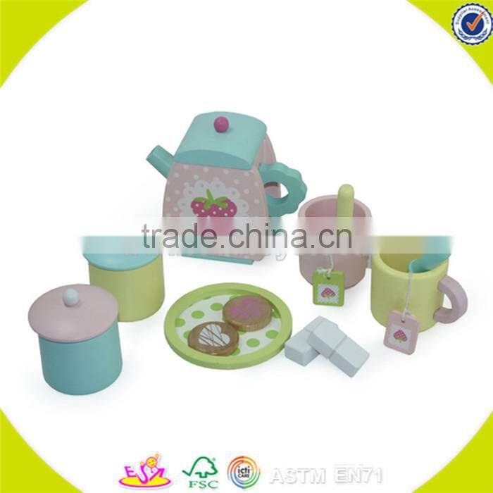 Wholesale high quality wooden tea set toy for kids interesting pretend wooden tea set toy W10B054