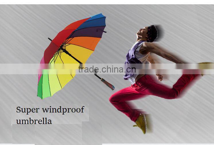 27" golf rainbow 24ribs umbrella in pongee fabric umbrella to south america