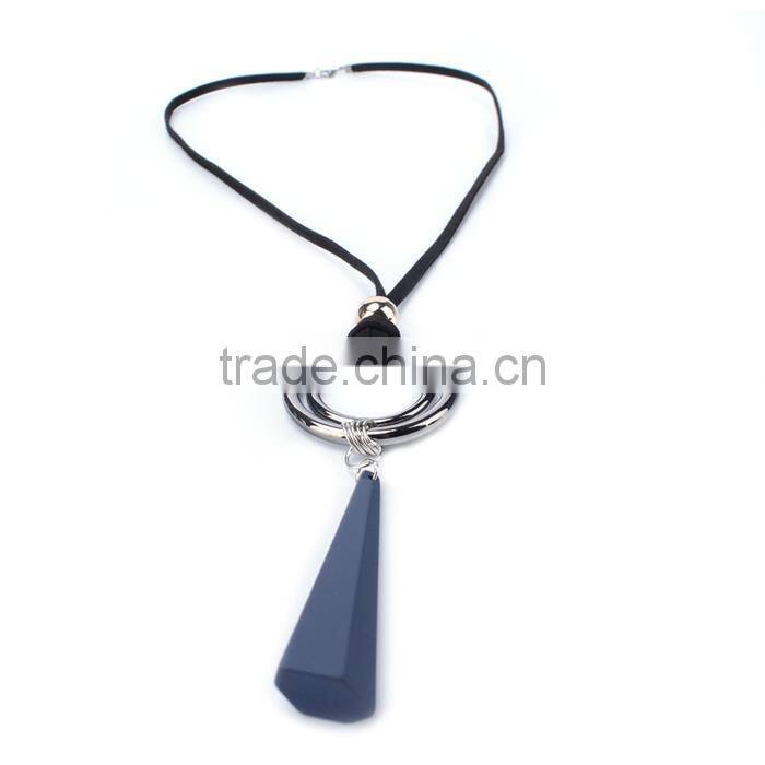 silver double hoops geometric rubber pendant necklace suede velvet leather necklace geometric long sweater necklace