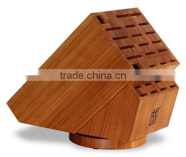 Rotating 24- Slots Solid Bamboo Knife block, Stand, holder