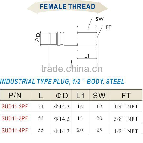 Factory Price Metal Air Hose Coupler SUD11-2PF