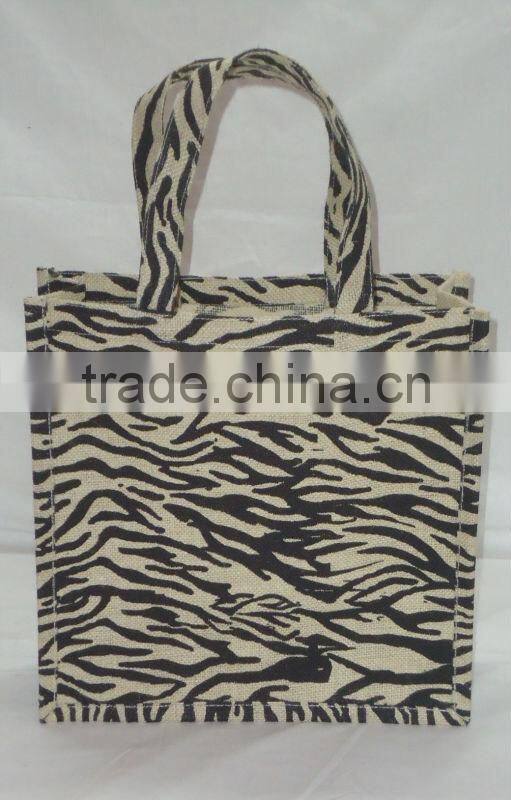 Animal printed jute shopping bag