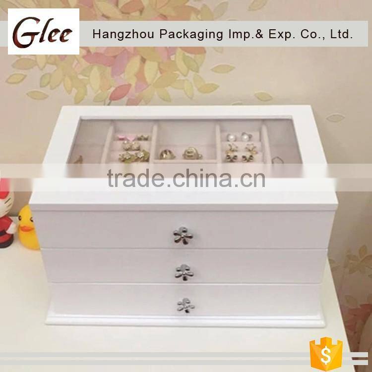 Graceful trendy popular, new style custom polished unfinished wooden jewelry box wholesale