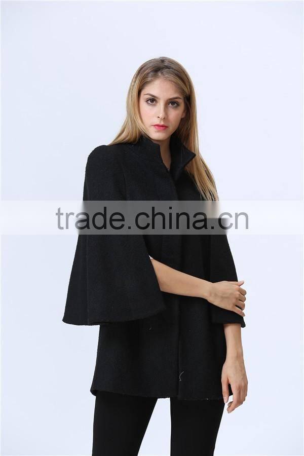 New Arrival Ladies Fashion Design Elegant Winter/Autumn Dolman cape Coat for women
