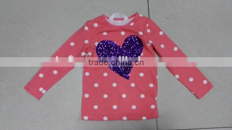 Yiwu stocks lots girl's most popular long sleeve pink t-shirt