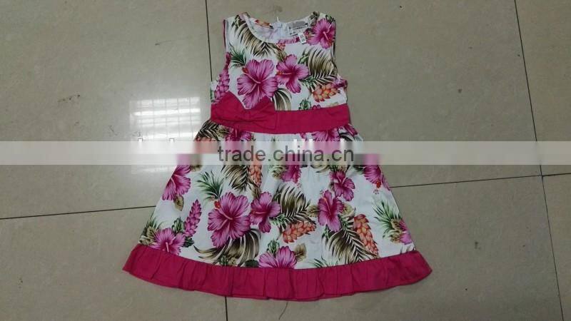 Girl's new design high quality summer printed dress stock clearance