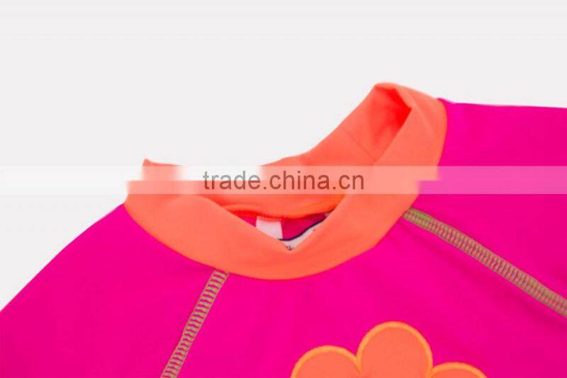 Beautiful Flower Printed Children Swimwear Shoret Sleeve 2pcs/lot Beachwear