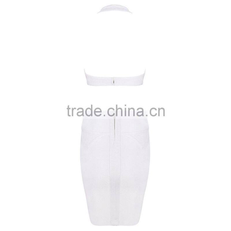Sexy backless boycon bandage dress in white H1019
