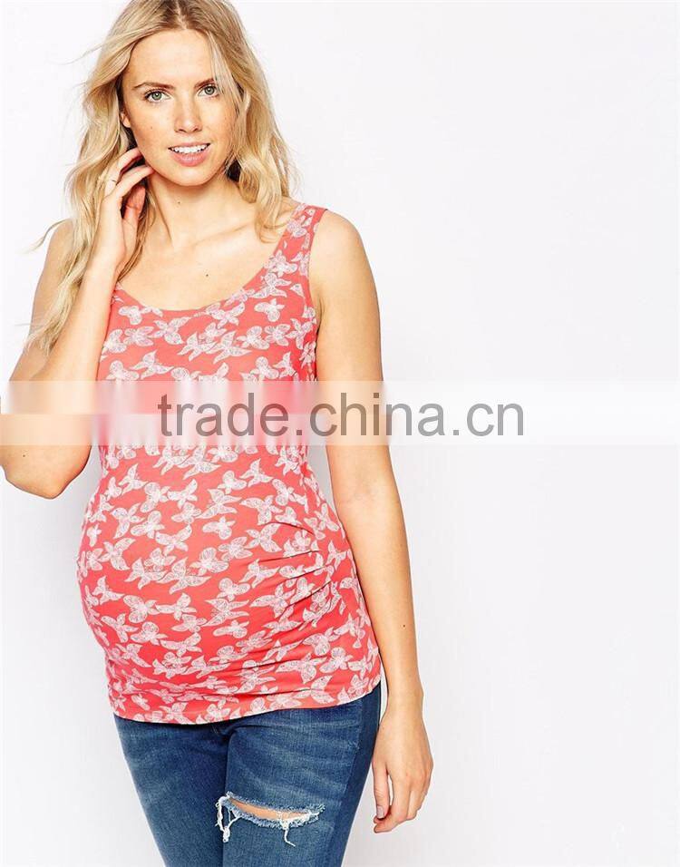 Maternity butterfly printed vest maternity blouse