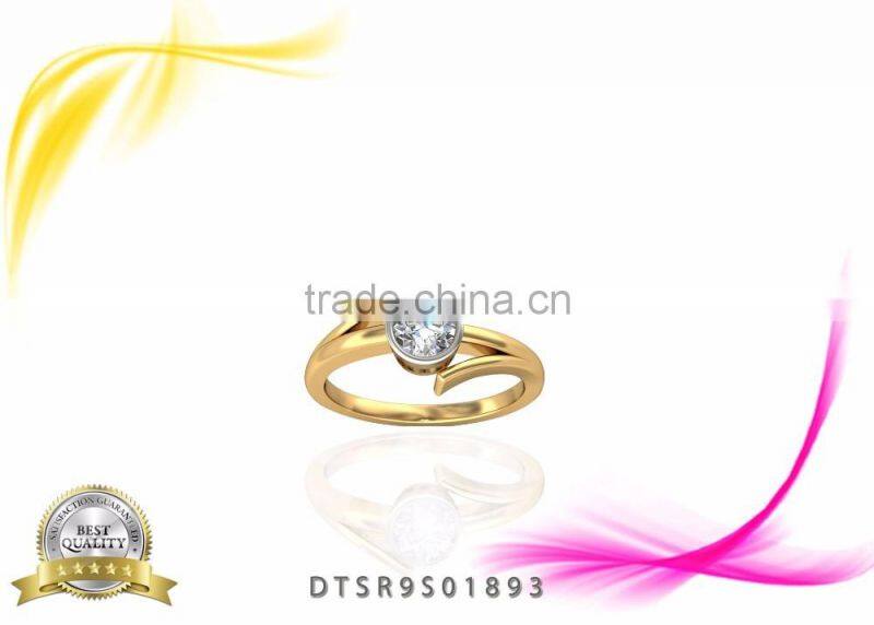 14kt Gold Plated big stone Solitaire Ring