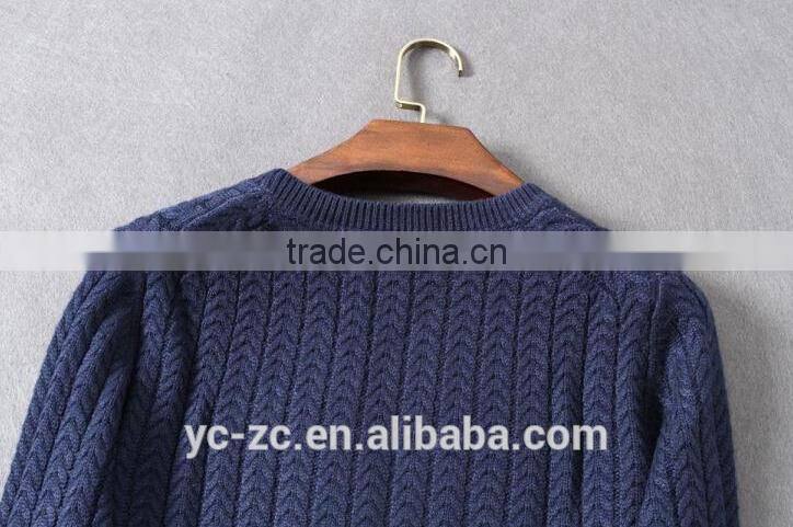 deep blue pullover crocheted sweater for man