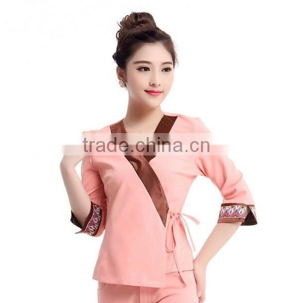 Latest worker design spa/beauty working uniform unique design uniform wholesale