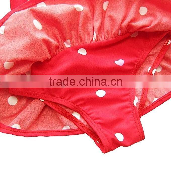 Baby girls polka dots swimsuit seaside sweet bow baby bikini China suppliers