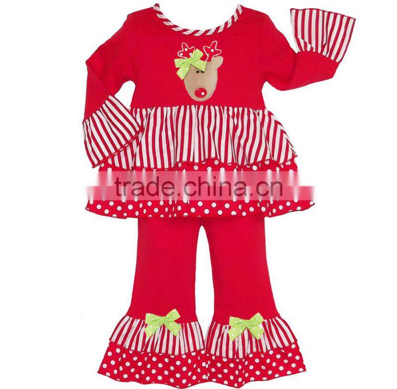 2014 children clothing wholesale christmas items polka dots kids outfit