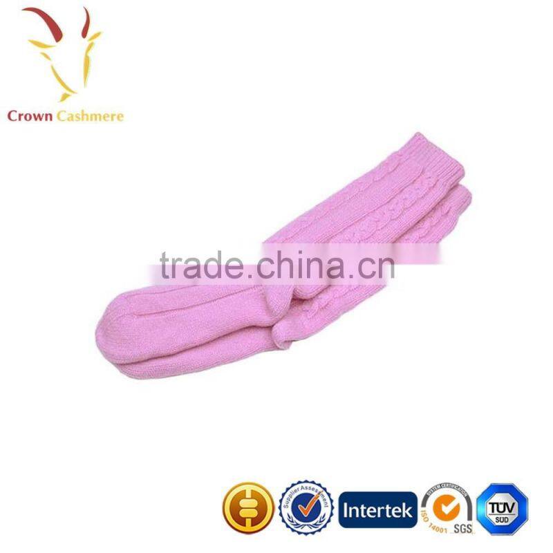 100% cashmere socks cable knit knee socks