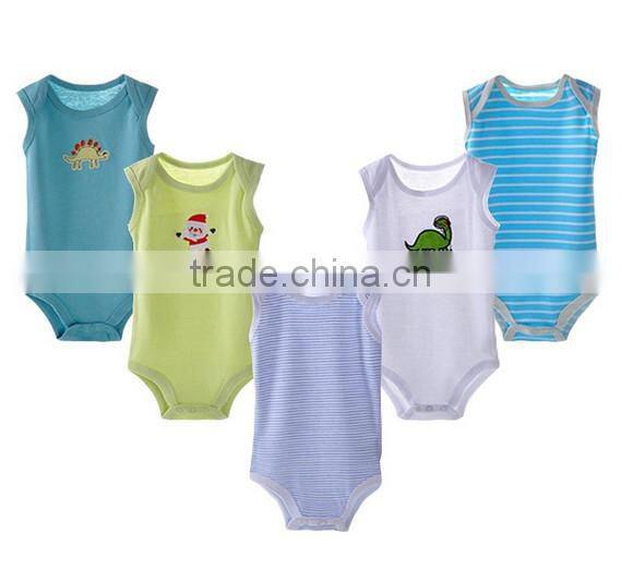 stripe/applique custom made infant organic cotton smocked infant summer romper for boy pattern/baby romper wholesale