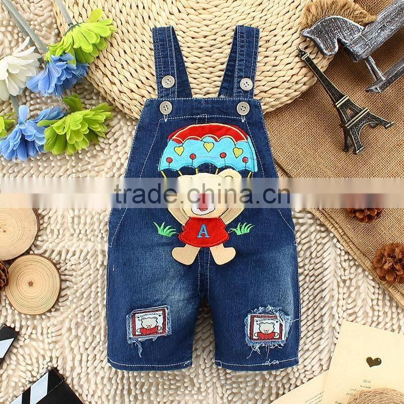 Parachute Little Bear Baby Denim Short Pants Overalls Kids Strap Jeans Pants