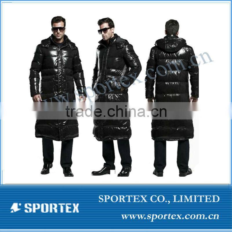 OEM Look Long Knee Mens Winter Warm Down Hooded Puffer Jacket Coat