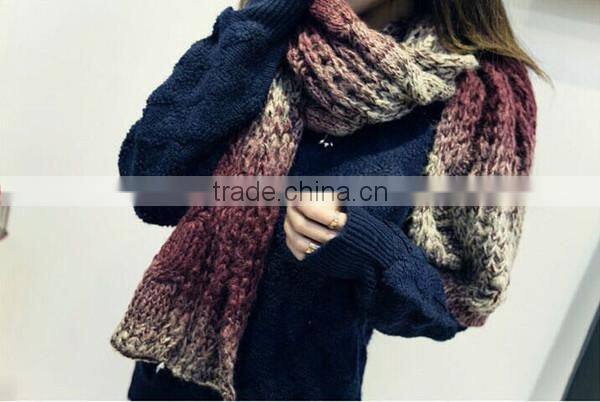 Winter super thick and women fashion 180*40cm color gradual change design women knitting latest scarf