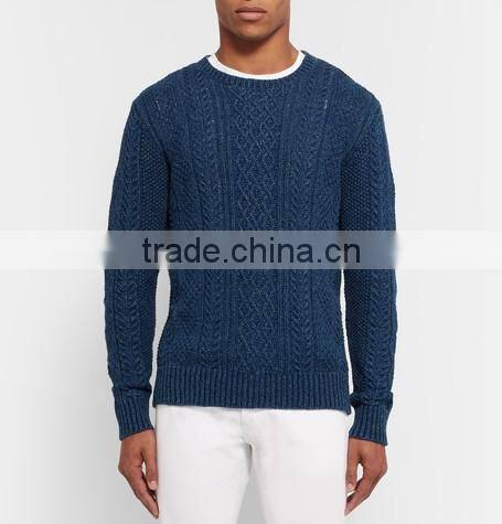 High Quality China Customed Latest Sweater Designs for Men Ribbed Trims Wool Blend Sweater
