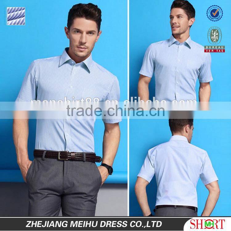 New style 2016 men striped short sleeve casual dress shirt , men garment