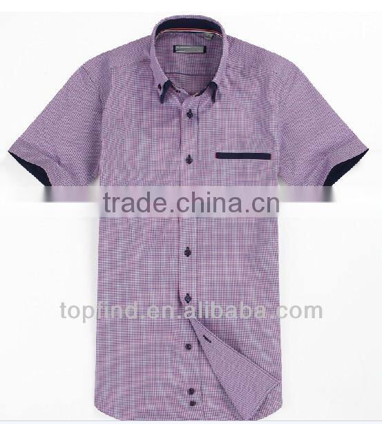 Fashion double button down collar fake pocket short sleeve shirt