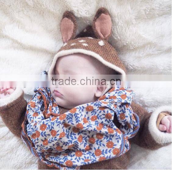 Deer Ear Baby Sweater Zipper Cardigan With A Hood Children Sweater