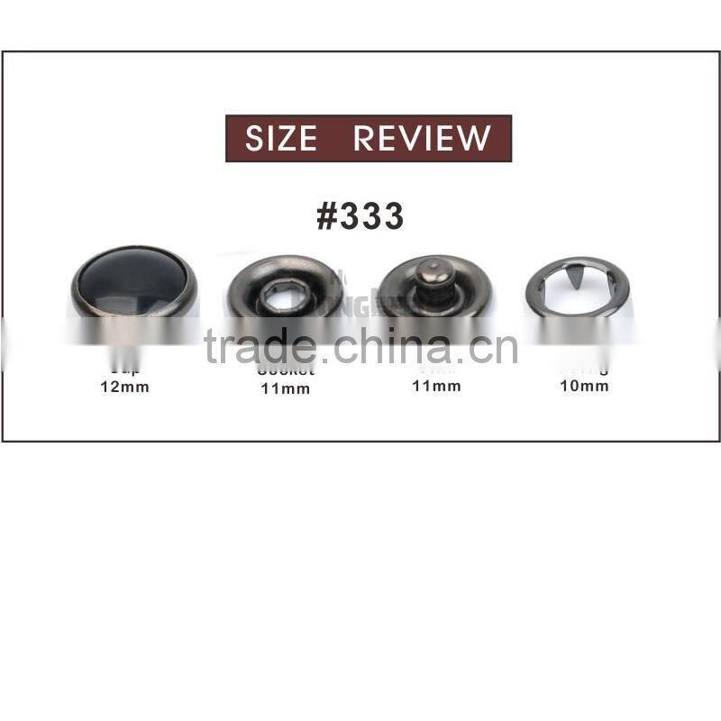 Metal brass 12mm 4 part buttons black pearl prong snap button fastener black nickle / gun metal color #333