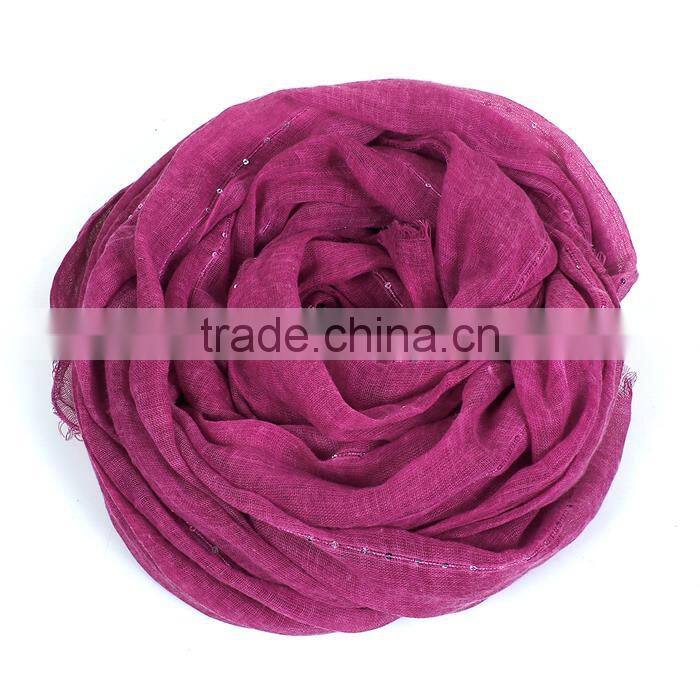 Polyester Scarves & Wraps Rectangle Silver Fuchsia Sequins Fabric Wholesale Scarf