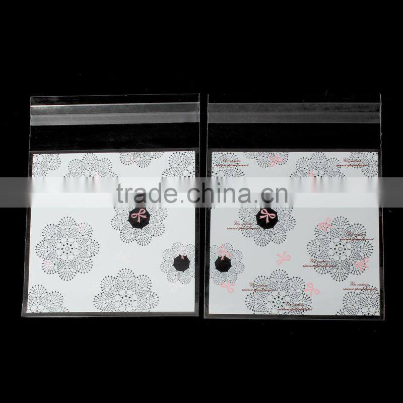 High Quality Black & White Flower Pattern Self Adhesive OPP Food Safe Party Candy Cookie Bags