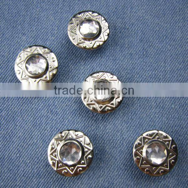 Big Rhinestone Round Jean Buttons