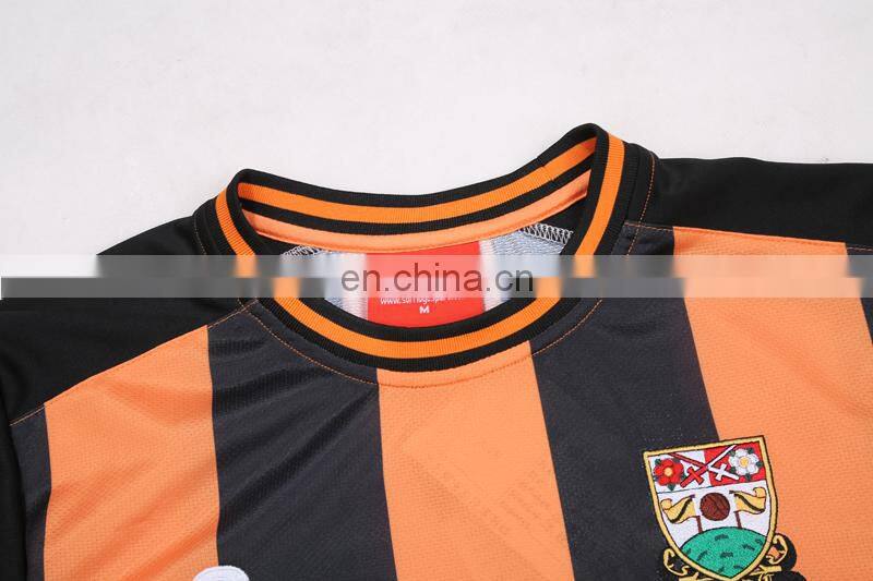 Customized soccer team logo embroidered patch striped soccer jersey