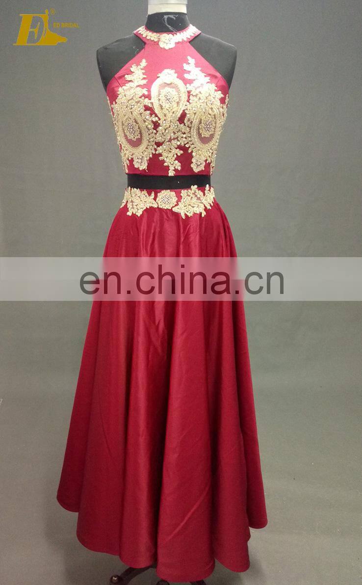 Cheap Halter Design Two-Piece A Line Long Evening Dress