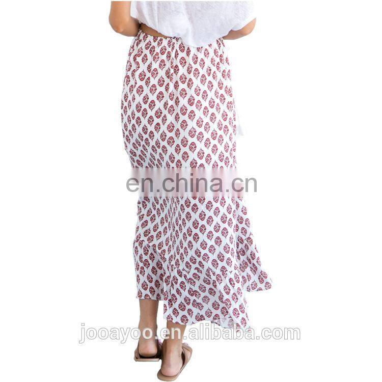 Mature Women Print Floral Maxi Skirt Latest Long Skirt Design