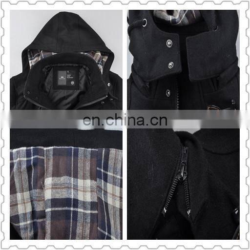 lastest design mens stylish cow buckle hooded 100% cashmere coat