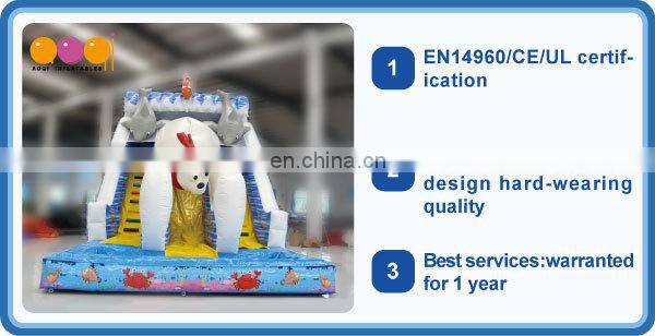 AOQI competitive price Arctic Ocean inflatable Polar Bear Pattern water slide for kids and adults
