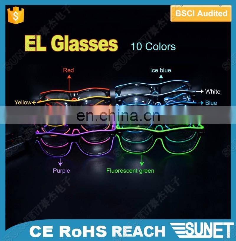 Halloween parade custom logo glow party LED EL wire glasses sunglasses